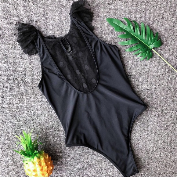 209. Polka meshed Monokini - Picture 5 of 6